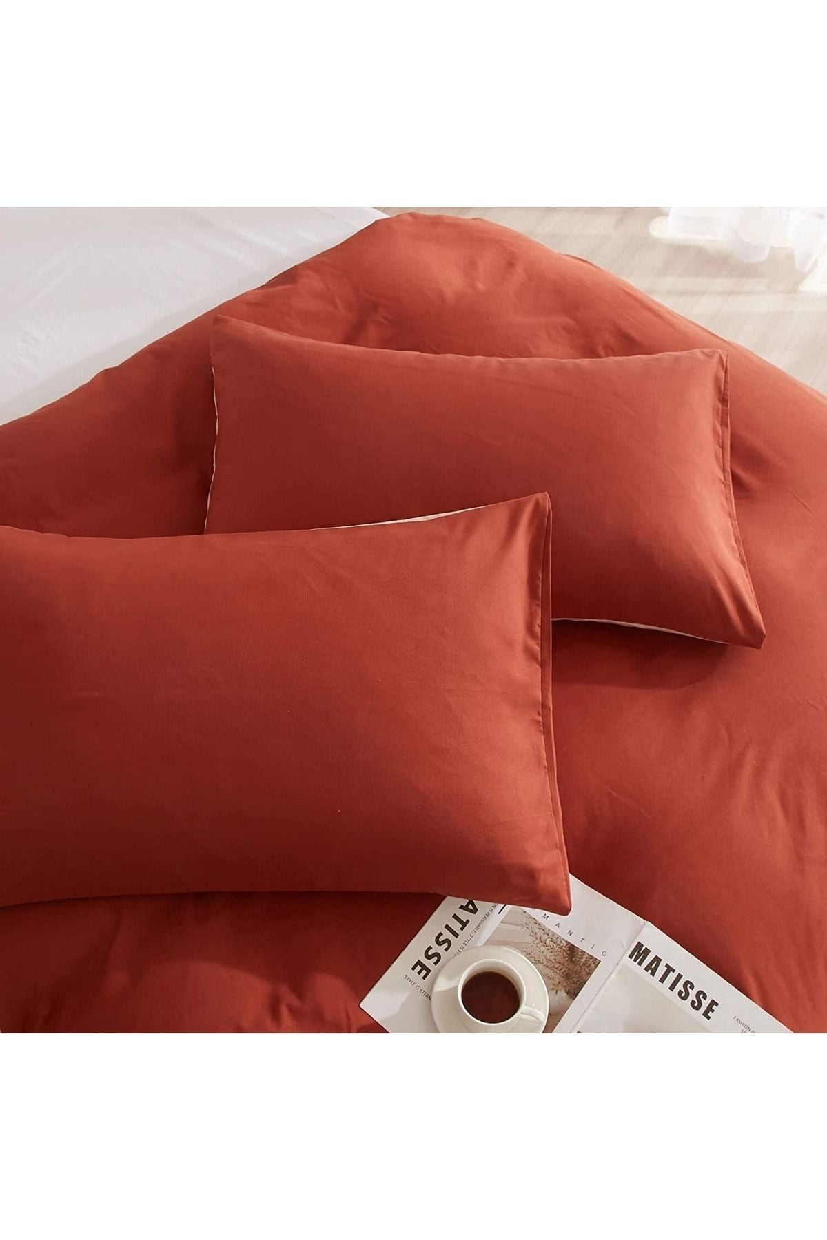 Soft Organik %100 Pamuk Çift Kişilik Nevresim Takımı Lastikli Çarşaf Çift Renk