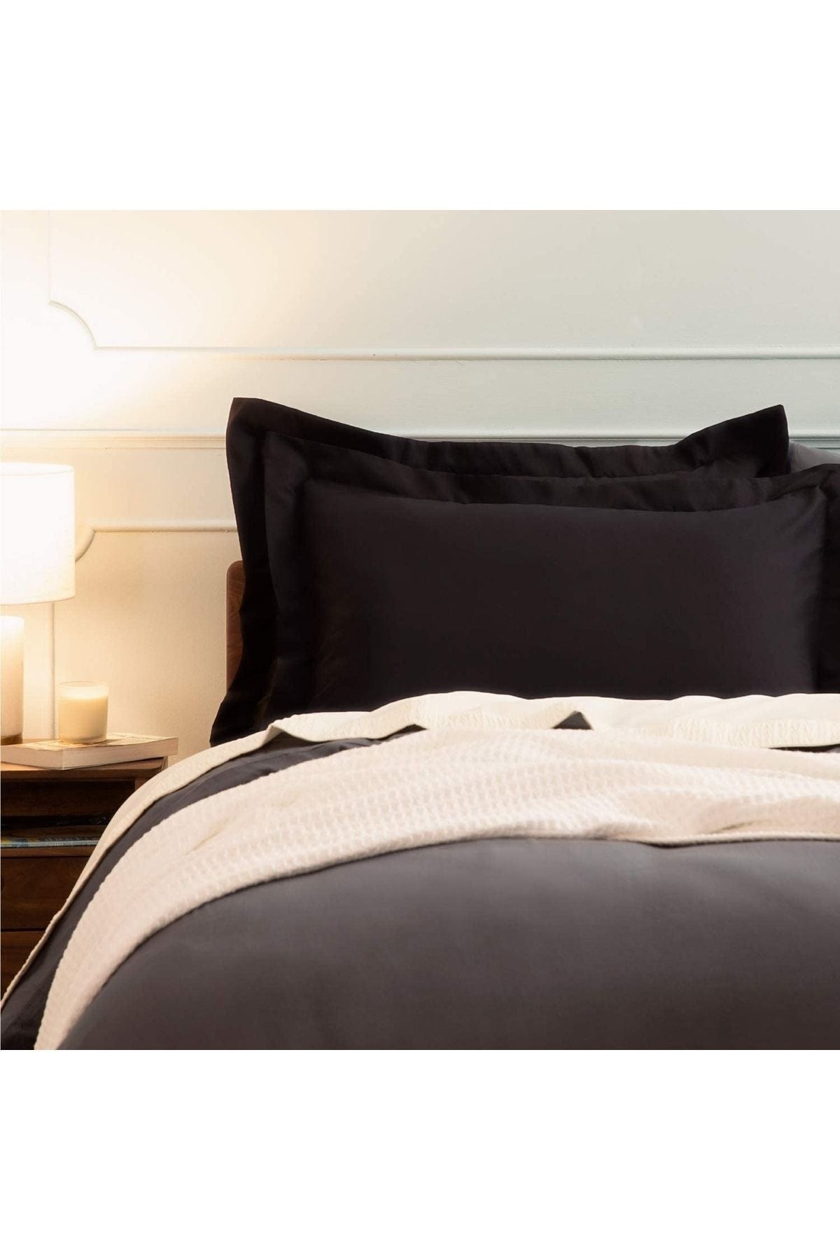 %100 Pamuklu Kulaklı Kenarlı Dekor 50x70 Cm 2 Adet Yastık Kılıfı