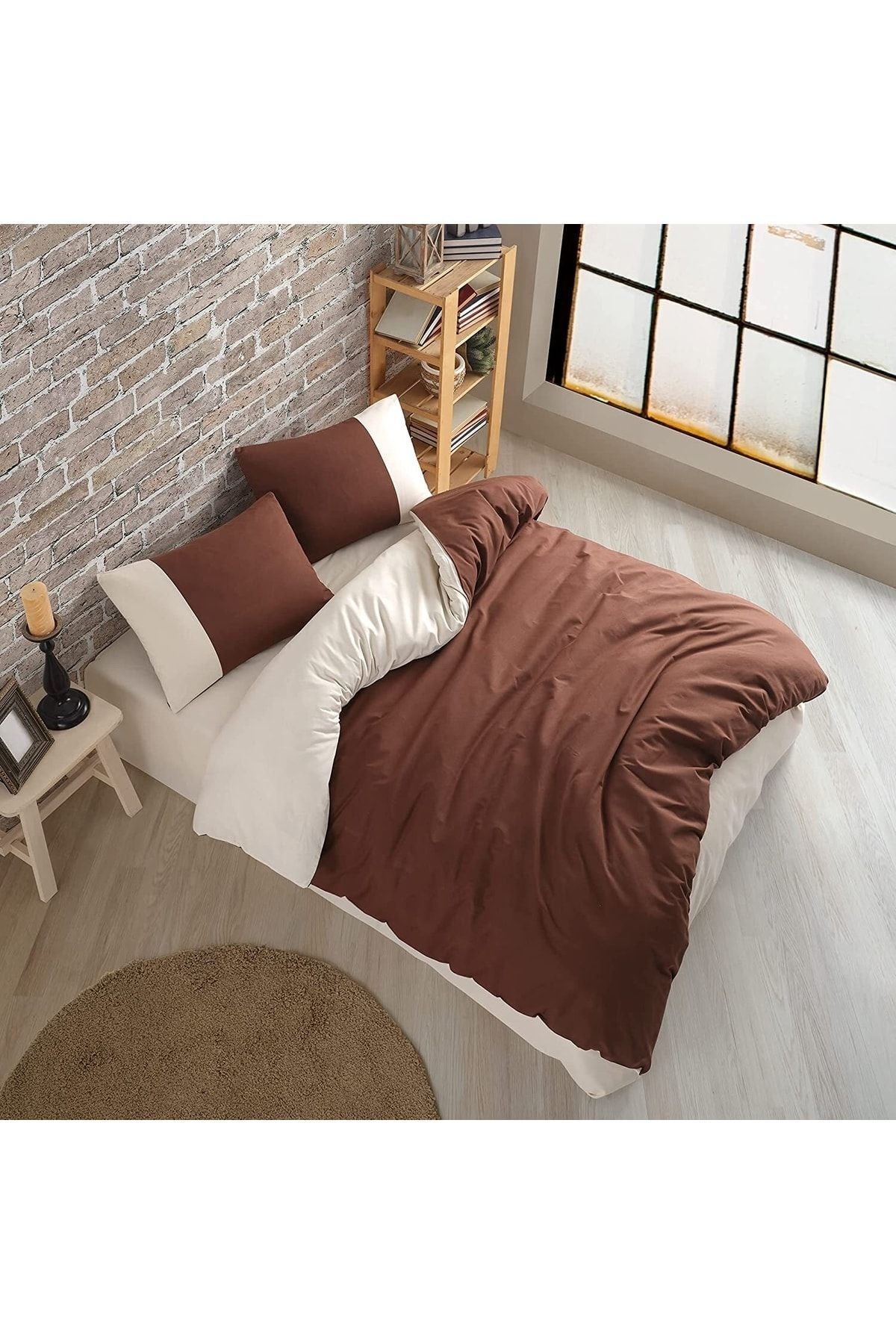 Soft Organik %100 Pamuk Çift Kişilik Nevresim Takımı Lastikli Çarşaf Çift Renk