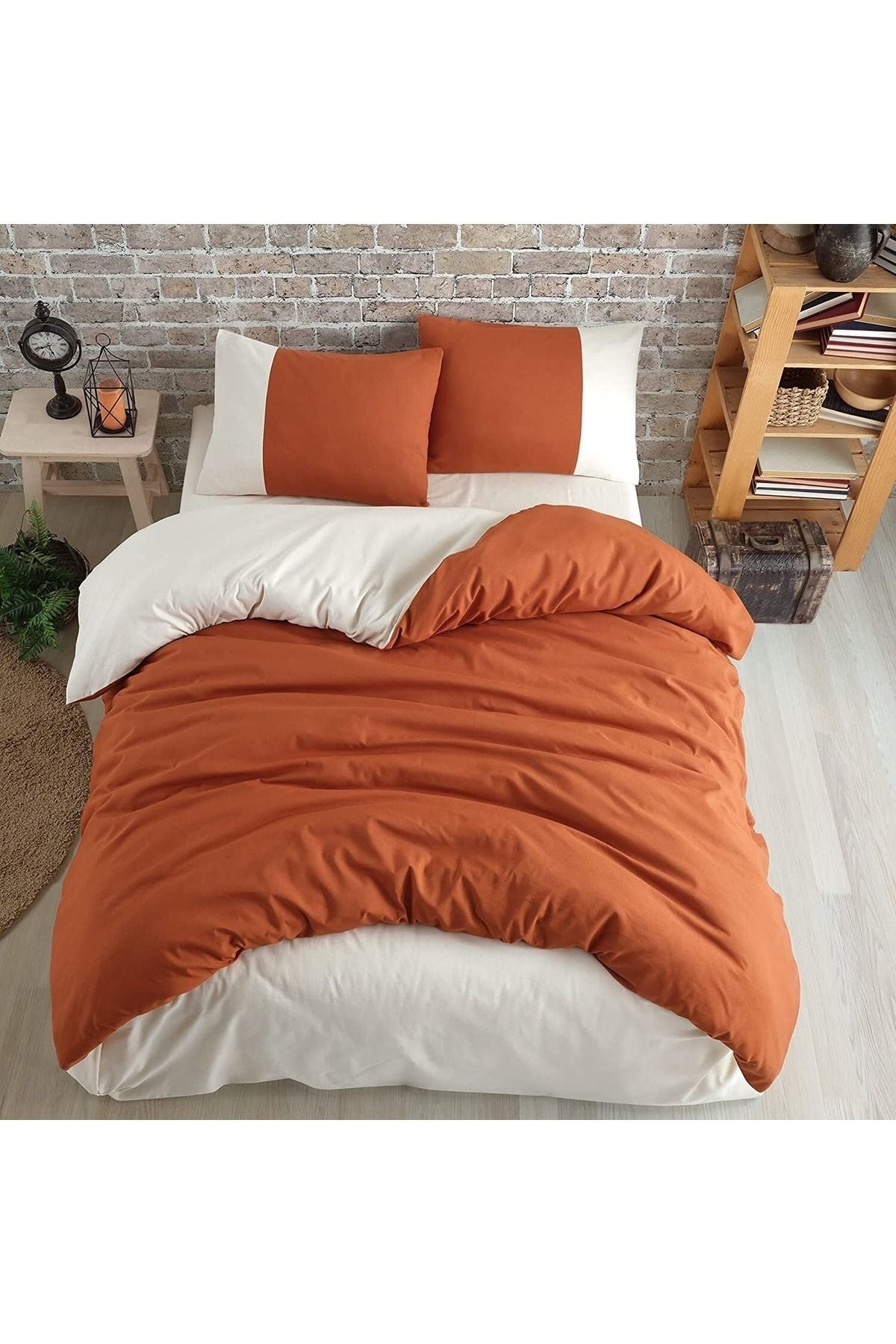 Soft Organik %100 Pamuk Çift Kişilik Nevresim Takımı Lastikli Çarşaf Çift Renk