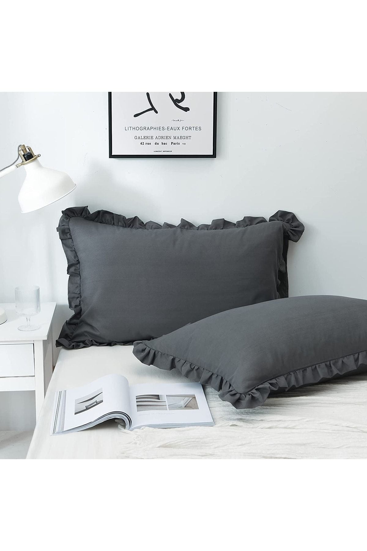 %100 Pamuklu Fırfır Kenarlı Decor 50x70 Cm 2 Adet Yastık Kılıfı