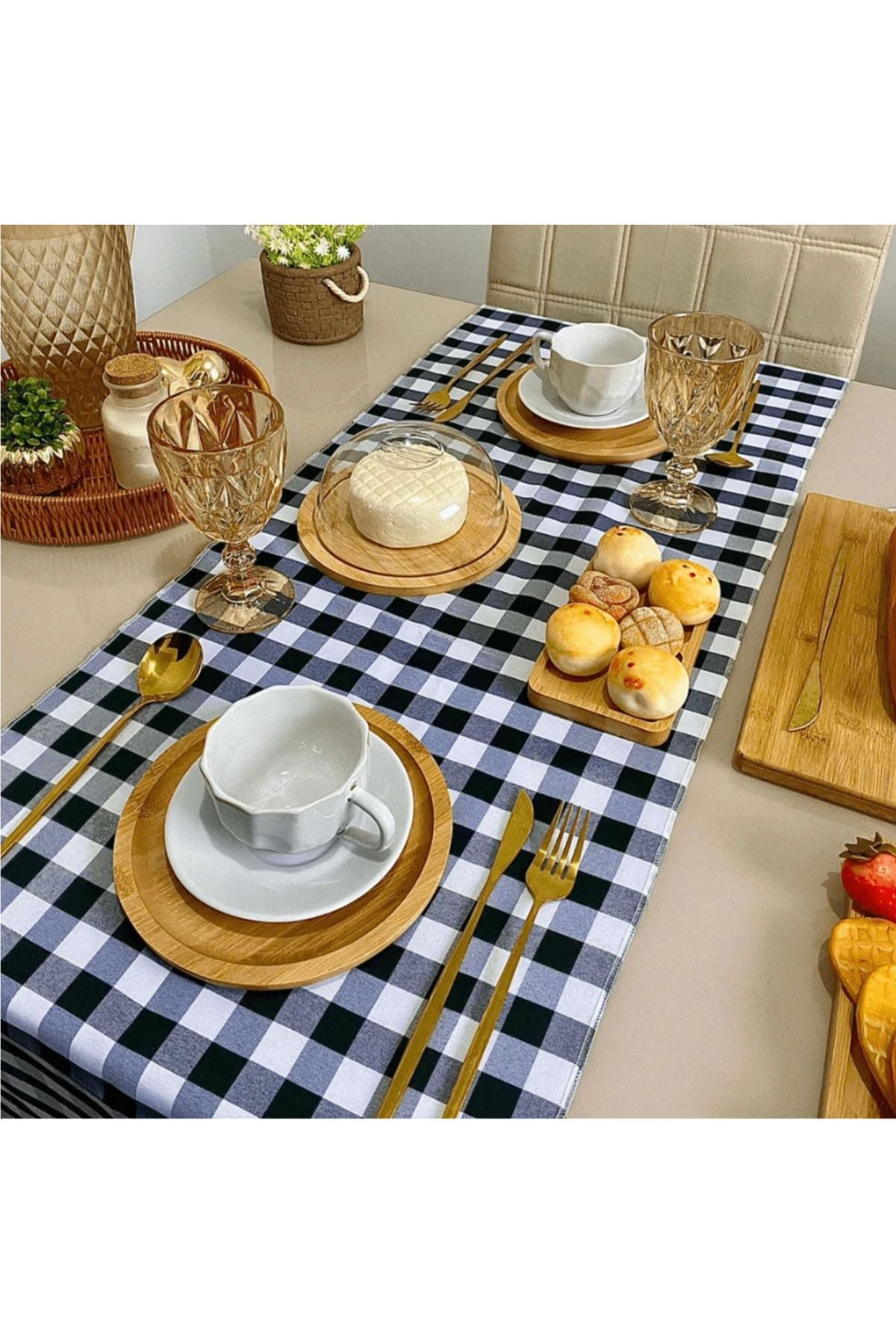 Pötikare Duck Keten 40x110 cm Runner Amerikan Servis Leke Tutmaz Kumaş