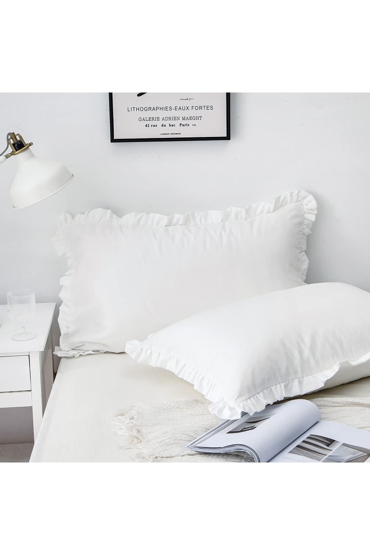 %100 Pamuklu Fırfır Kenarlı Decor 50x70 Cm 2 Adet Yastık Kılıfı