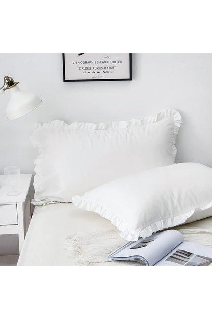 %100 Pamuklu Fırfır Kenarlı Decor 50x70 Cm 2 Adet Yastık Kılıfı