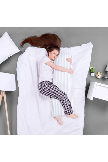 Otel Serisi Ipek Dokulu Pamuk Saten Uzun Yastık Kılıfı 50x135cm Hamile Yastık Kılıfı 1 Adet