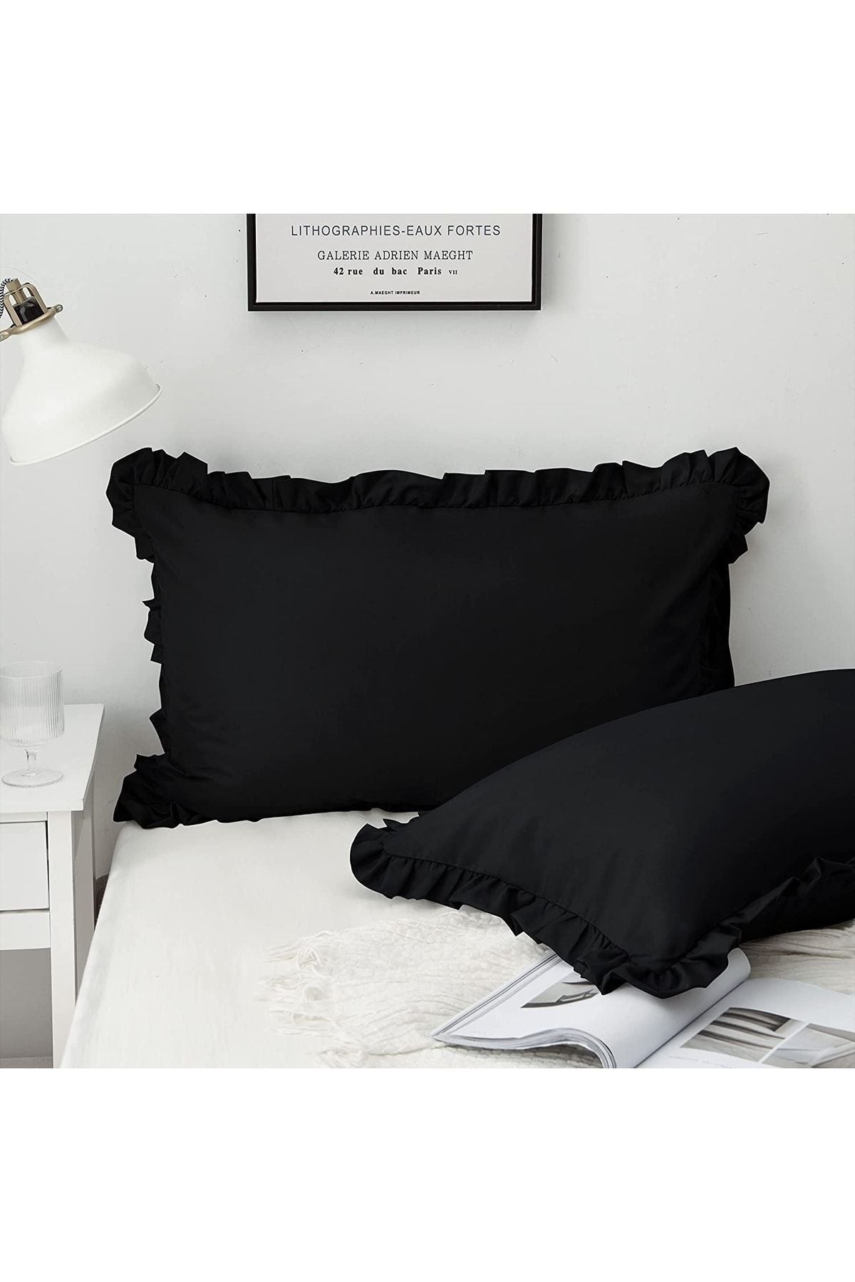 %100 Pamuklu Fırfır Kenarlı Decor 50x70 Cm 2 Adet Yastık Kılıfı