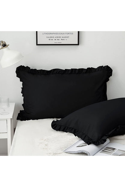 %100 Pamuklu Fırfır Kenarlı Decor 50x70 Cm 2 Adet Yastık Kılıfı