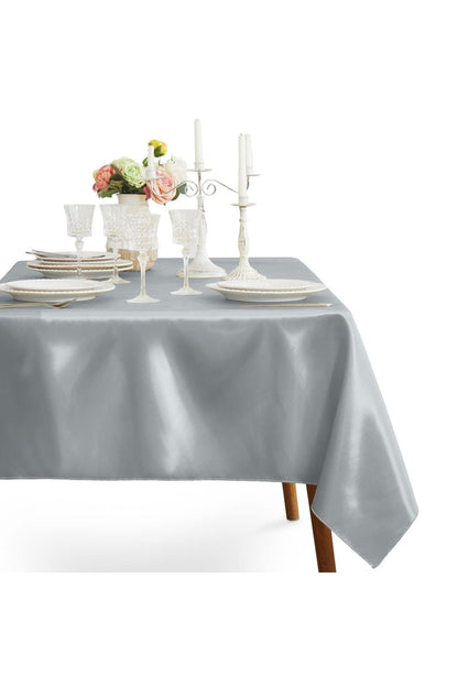 %100 Saten Masa Örtüsü 160x200 cm Parlak Tasarım Özel Gün Sunum Yemek Masası Örtüsü Leke Tutmaz
