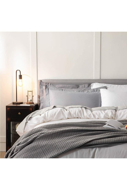 %100 Pamuklu Kulaklı Kenarlı Dekor 50x70 Cm 2 Adet Yastık Kılıfı