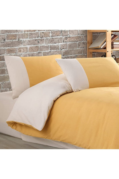 Soft Organik %100 Pamuk Çift Kişilik Nevresim Takımı Lastikli Çarşaf Çift Renk