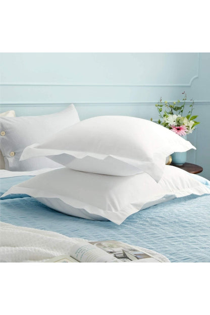 %100 Pamuklu Kulaklı Kenarlı Dekor 50x70 Cm 2 Adet Yastık Kılıfı