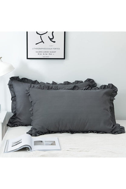 %100 Pamuklu Fırfır Kenarlı Decor 50x70 Cm 2 Adet Yastık Kılıfı