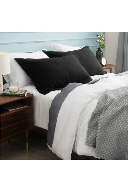 %100 Pamuklu Kulaklı Kenarlı Dekor 50x70 Cm 2 Adet Yastık Kılıfı