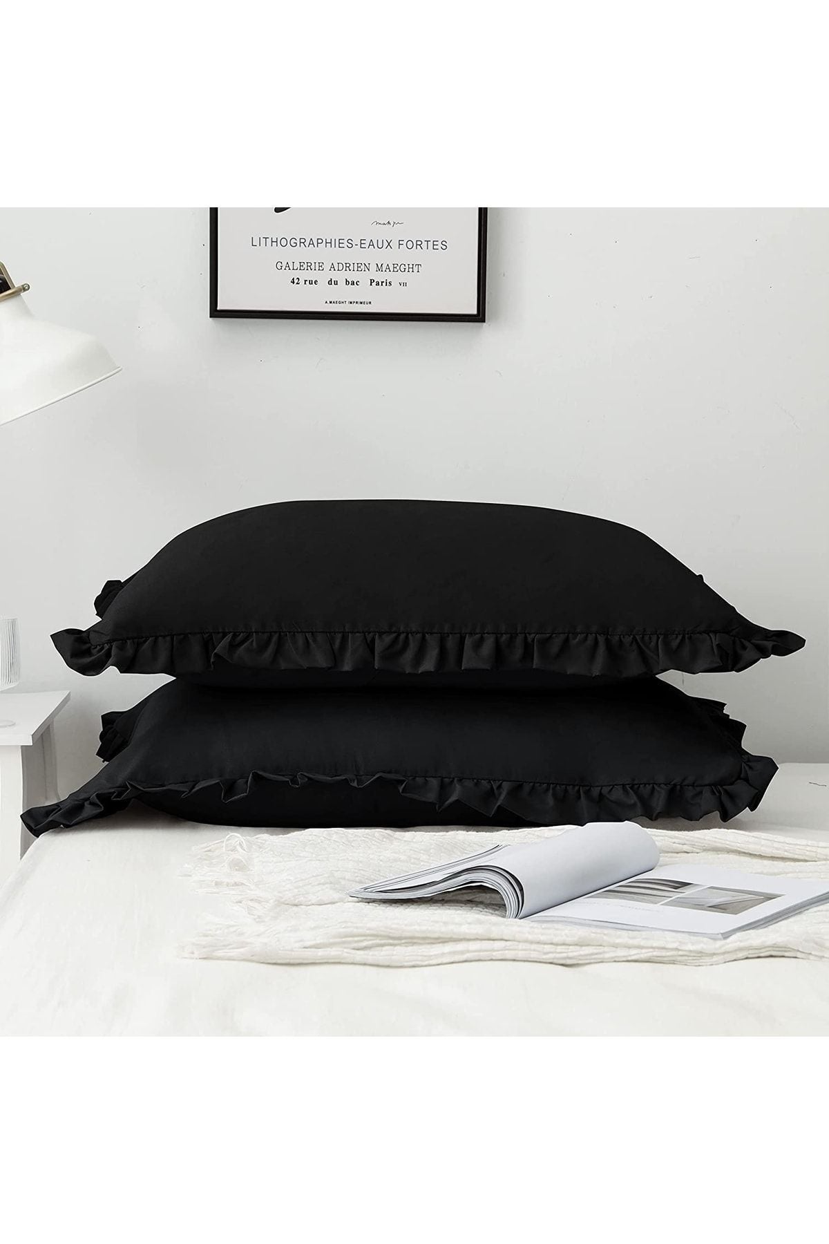 %100 Pamuklu Fırfır Kenarlı Decor 50x70 Cm 2 Adet Yastık Kılıfı