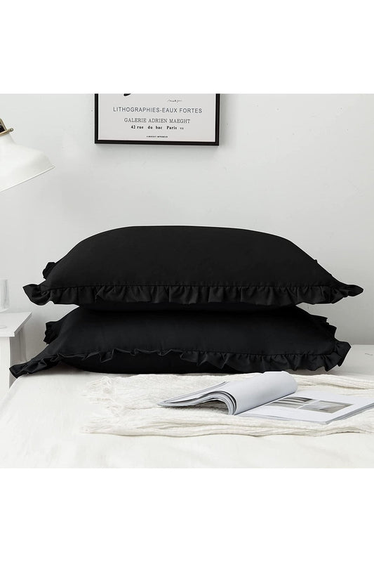 %100 Pamuklu Fırfır Kenarlı Decor 50x70 Cm 2 Adet Yastık Kılıfı