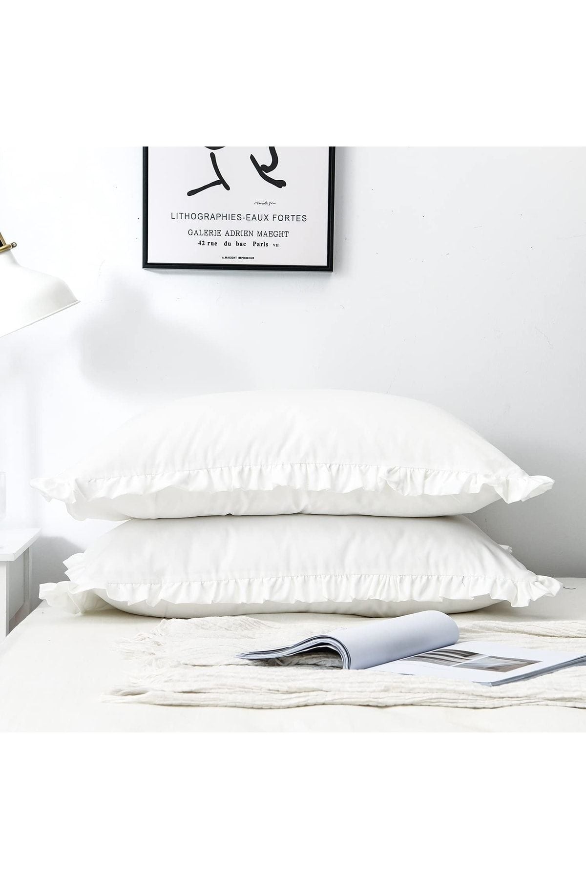 %100 Pamuklu Fırfır Kenarlı Decor 50x70 Cm 2 Adet Yastık Kılıfı