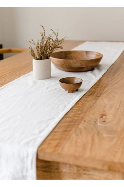%100 Pamuklu Ham Keten Pure Runner 40x140 Cm Krem Renk