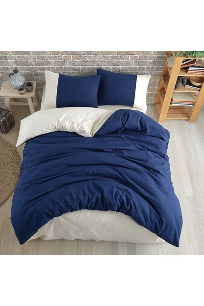 Soft Organik %100 Pamuk Çift Kişilik Nevresim Takımı Lastikli Çarşaf Çift Renk