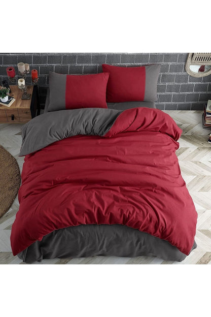 Soft Organik %100 Pamuk Çift Kişilik Nevresim Takımı Lastikli Çarşaf Çift Renk