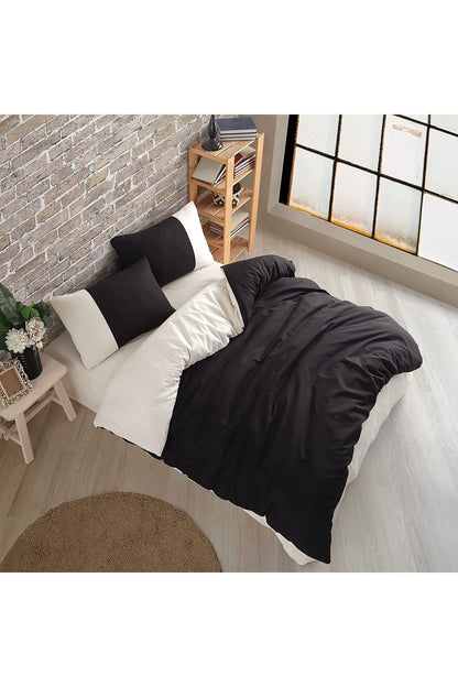 Soft Organik %100 Pamuk Çift Kişilik Nevresim Takımı Lastikli Çarşaf Çift Renk