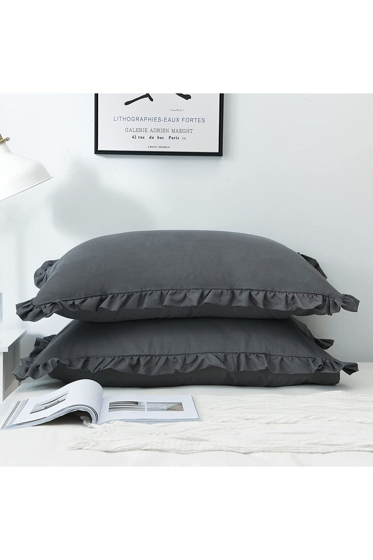 %100 Pamuklu Fırfır Kenarlı Decor 50x70 Cm 2 Adet Yastık Kılıfı
