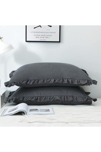 %100 Pamuklu Fırfır Kenarlı Decor 50x70 Cm 2 Adet Yastık Kılıfı