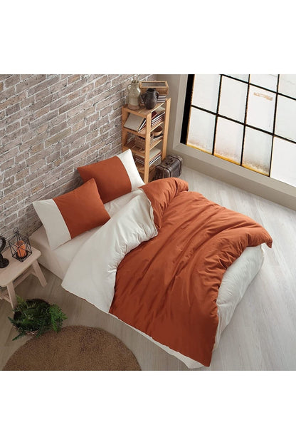 Soft Organik %100 Pamuk Çift Kişilik Nevresim Takımı Lastikli Çarşaf Çift Renk